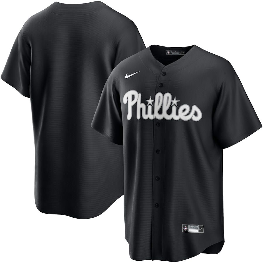 Men Philadelphia Phillies Nike Black White Official Replica MLB Jersey->youth nhl jersey->Youth Jersey